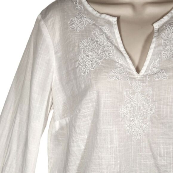 Lilly Pulitzer Tunic Top Cover Up Embroidered Cotton Long Sleeve White BOHO S - Picture 6 of 11